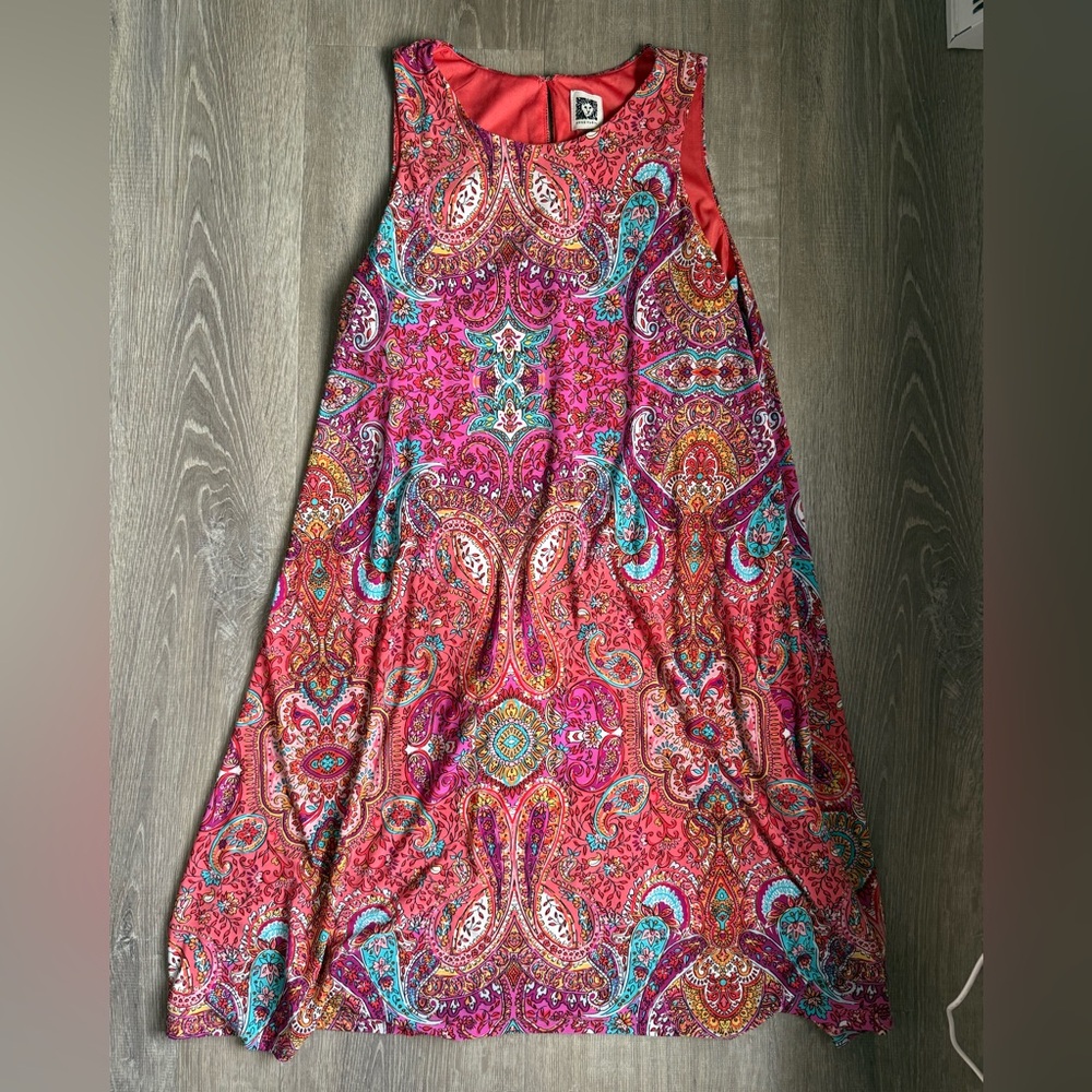 Anne Klein Coral Dress with Patterned Trim